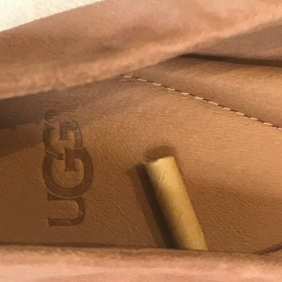 NIB UGG BLOCK HEEL FIFI Ruffle SUEDE Flats SUNTAN Light PINK Women's Size 5 - Picture 6 of 6